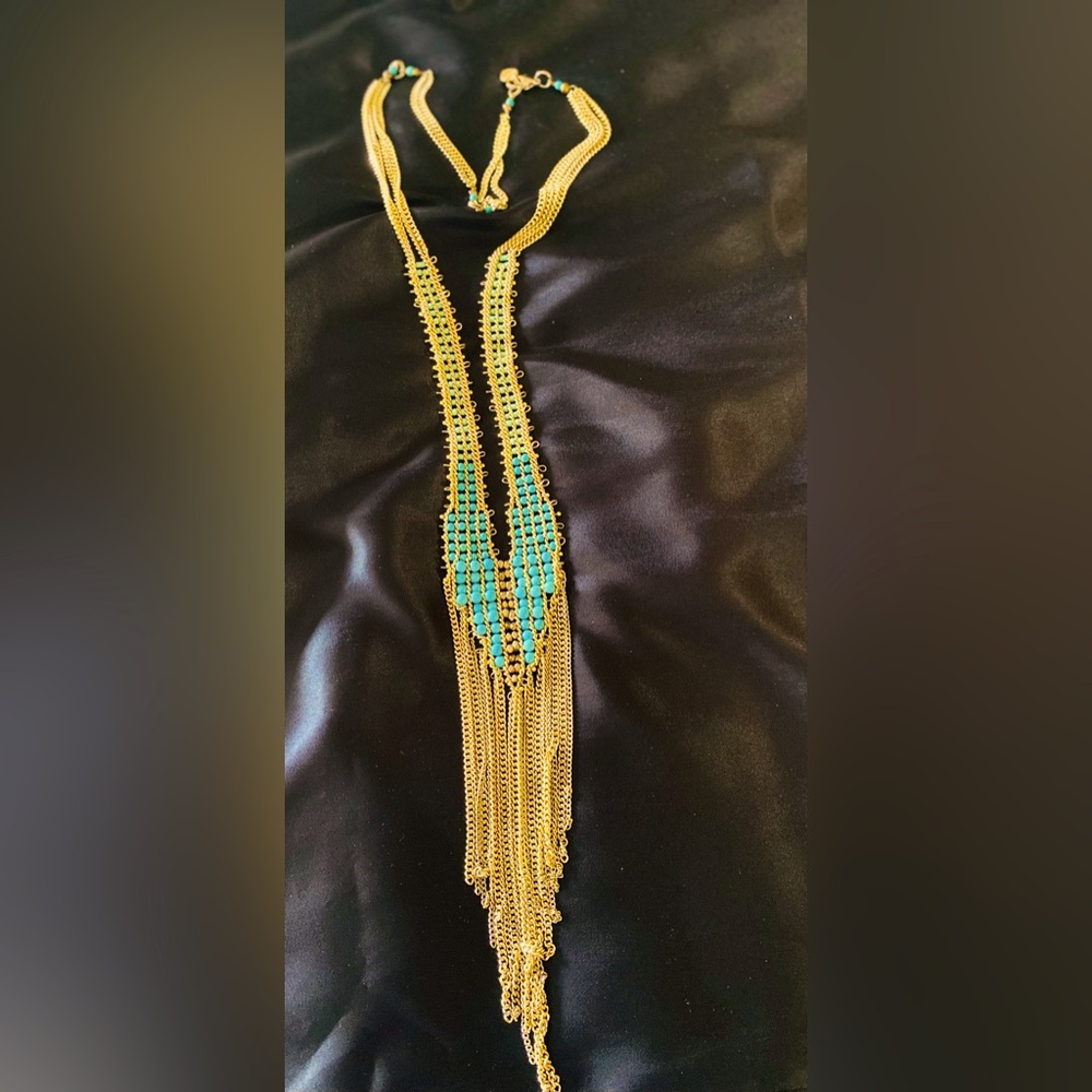 Gold and turquoise unique stylish necklace